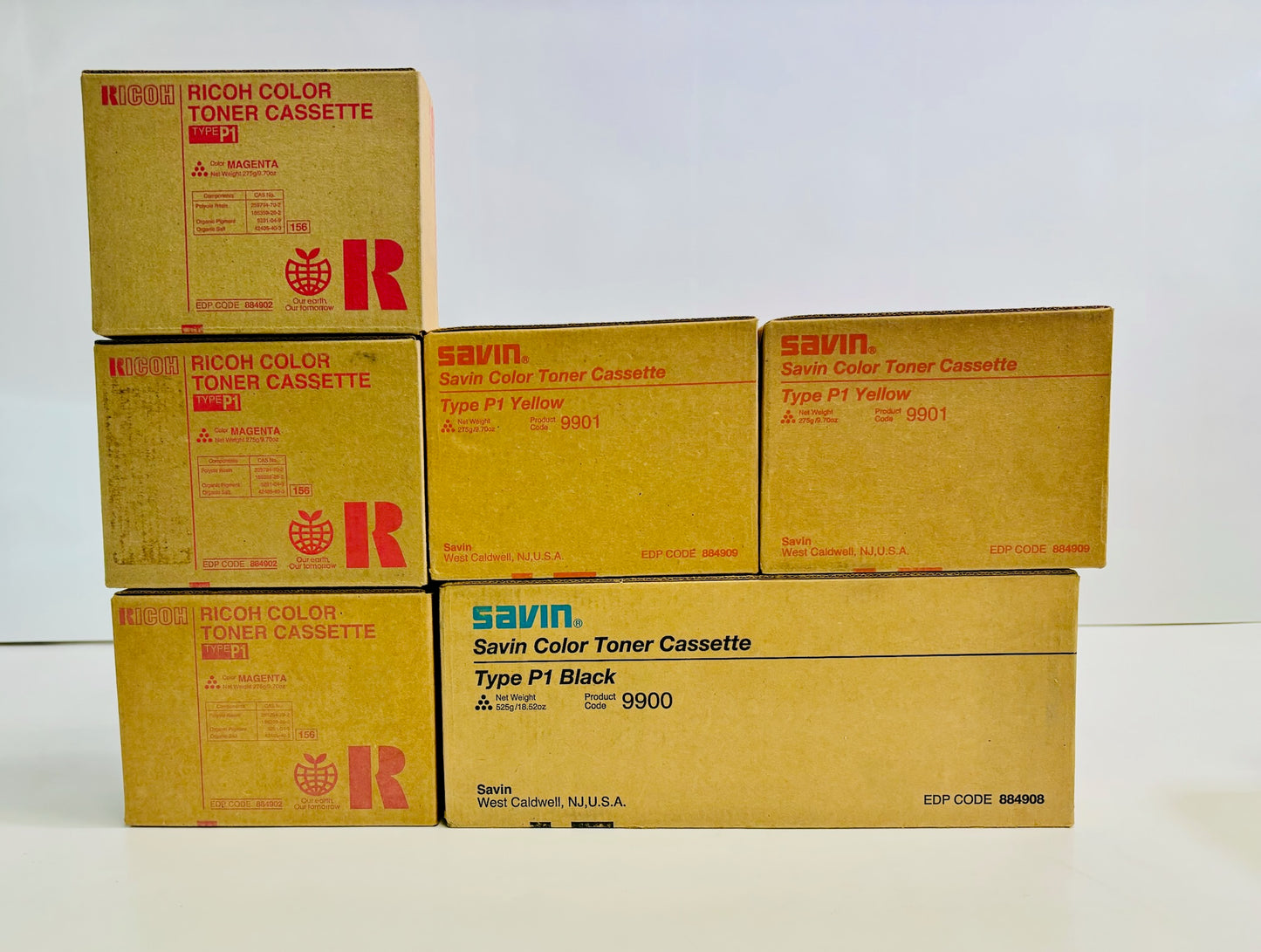6 Genuine Ricoh Savin Lanier 2228C,C2820 MMMYYK Toner  884902,909,908