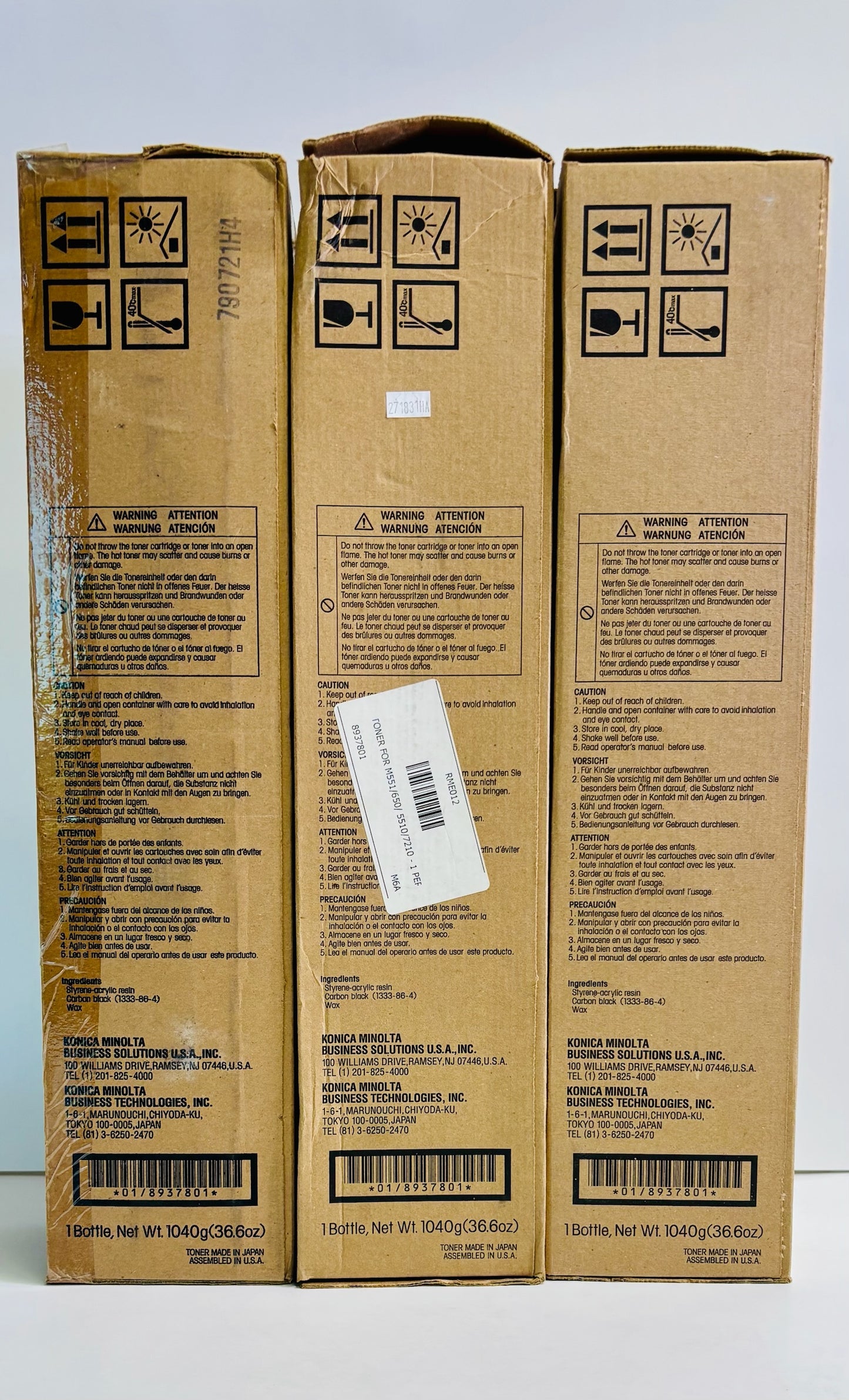 3 Genuine Konica Minolta Di551,Di5510,Di650 MT Toner 604A,010J,8937-801
