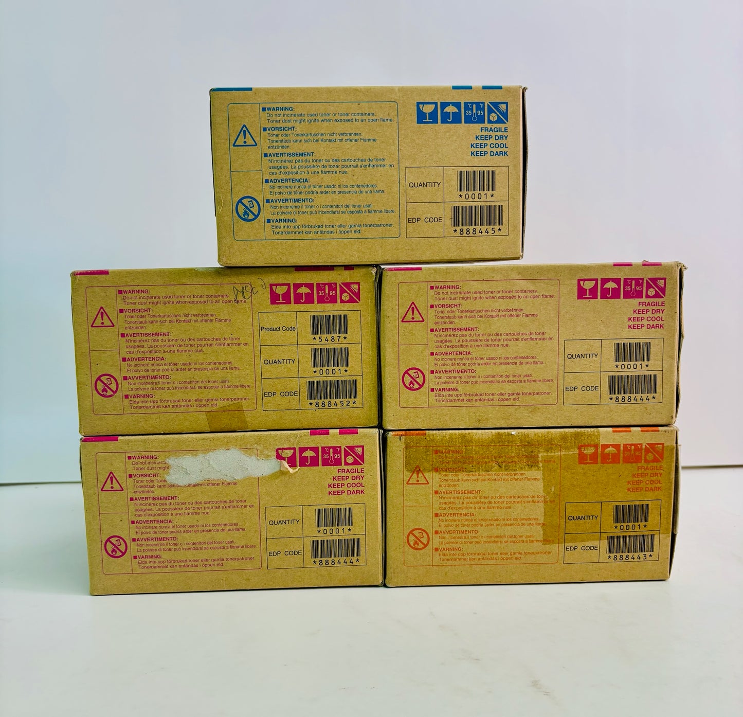 5 Genuine Ricoh/Savin Type 160 CL7200 CMY Toner 888443,888444,888445,888452
