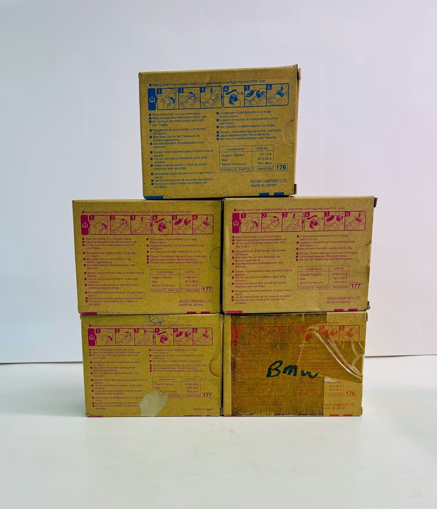 5 Genuine Ricoh/Savin Type 160 CL7200 CMY Toner 888443,888444,888445,888452