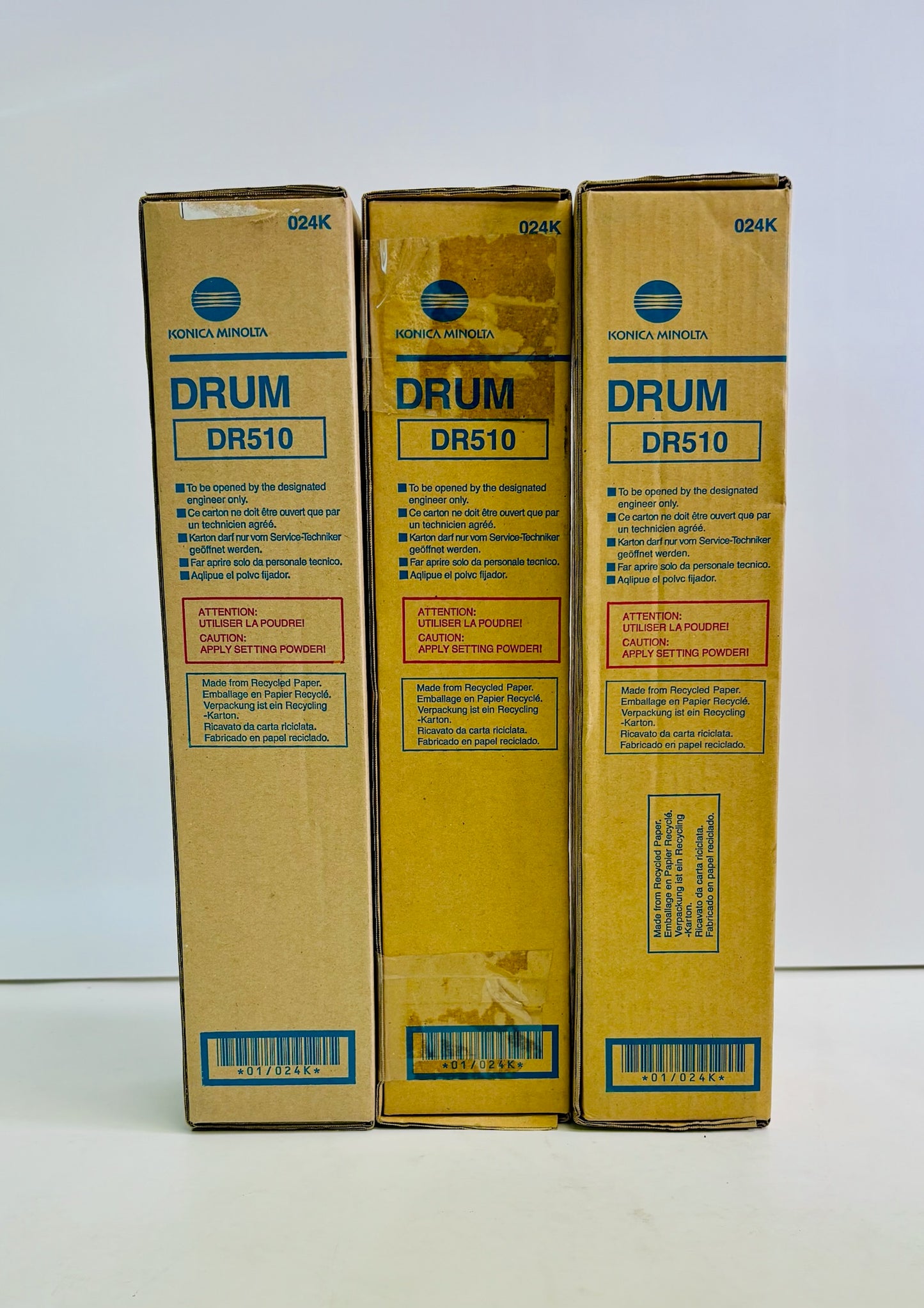 3 Genuine Konica Bizhub 360/361/420/421/500/501 Drums DR510 DR-510, 024K