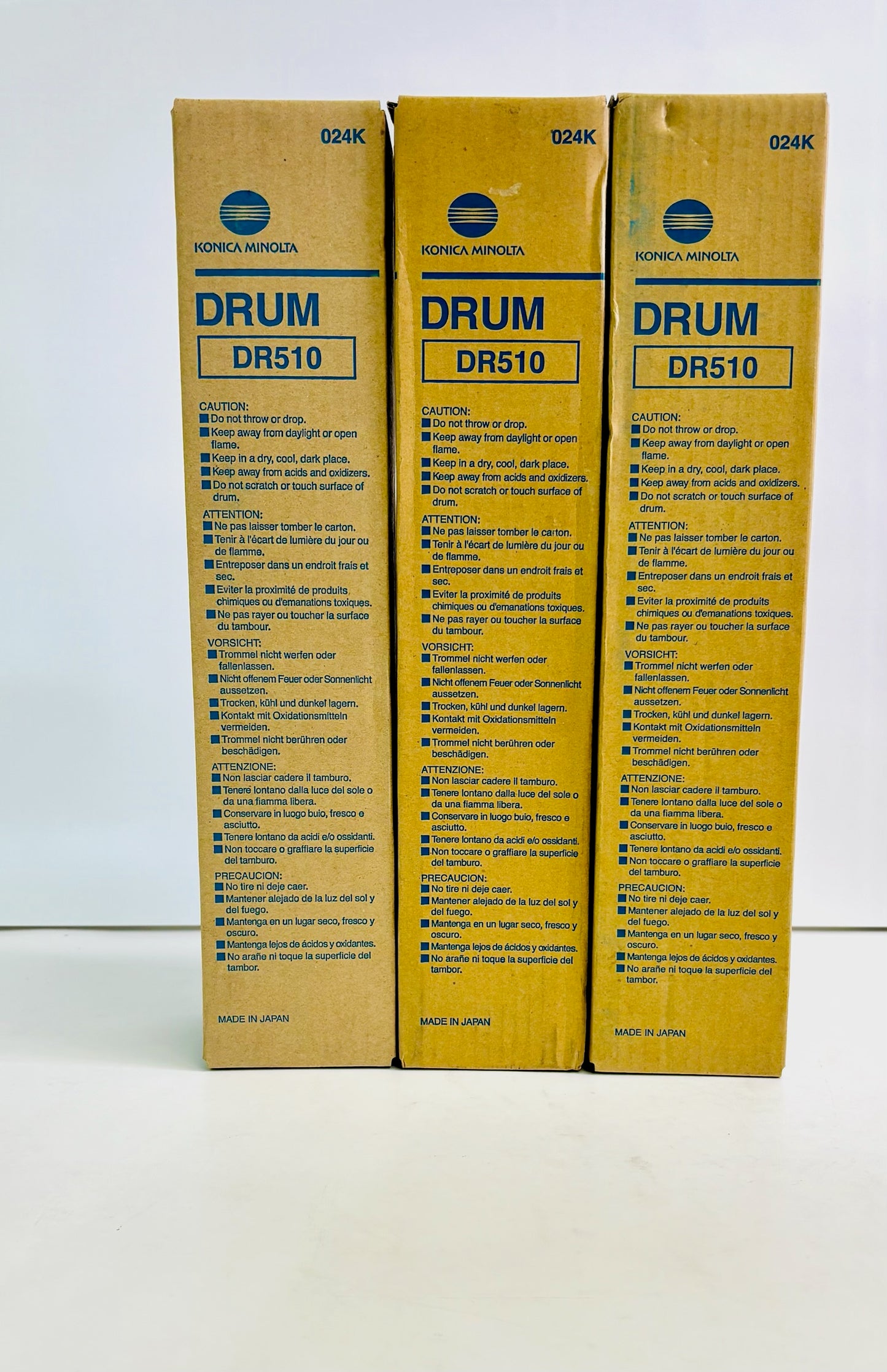 3 Genuine Konica Bizhub 360/361/420/421/500/501 Drums DR510 DR-510, 024K