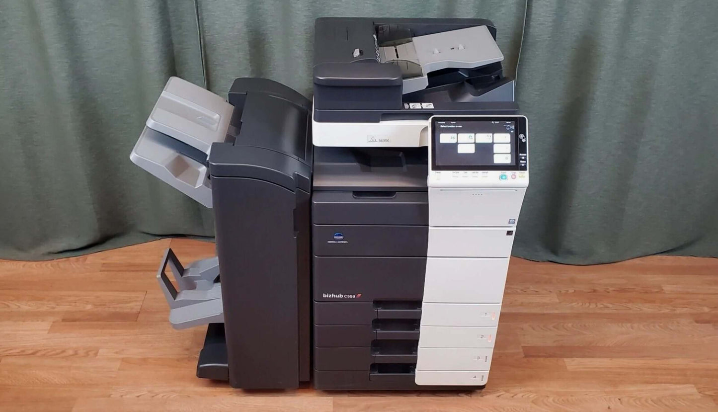 Konica Minolta Bizhub C558 Color Copier Printer Book Finisher Low Usage 124k!!!!