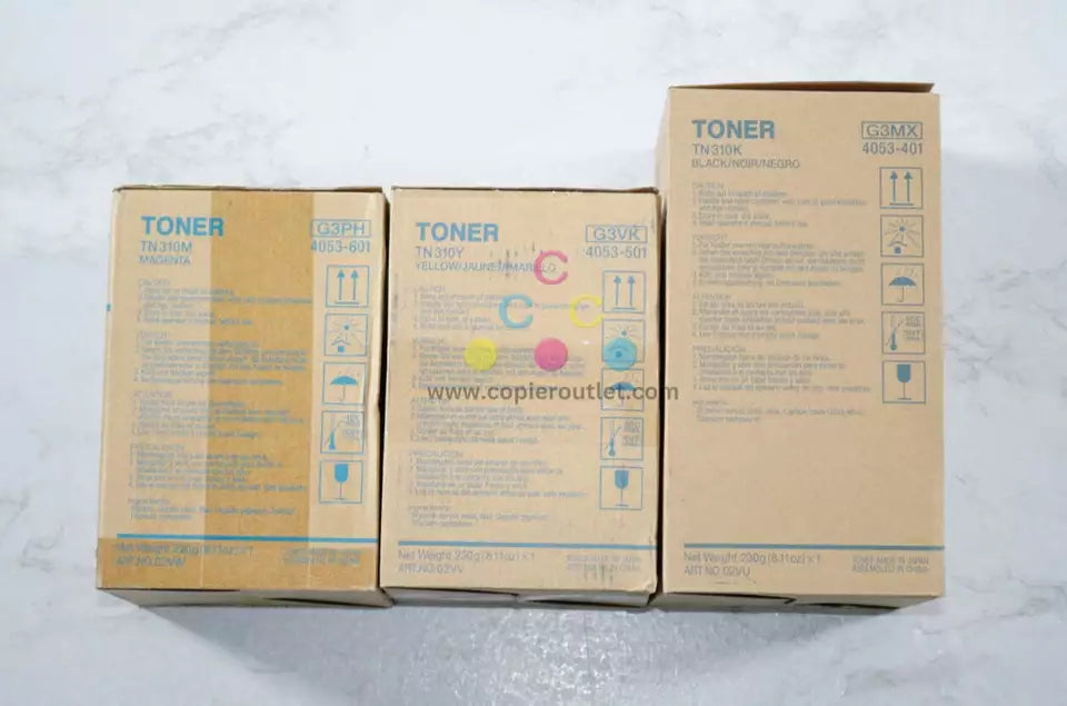 3 Open OEM Konica Minolta C350,C351,C450,CF2203 Toners TN310M,TN310Y,TN310K