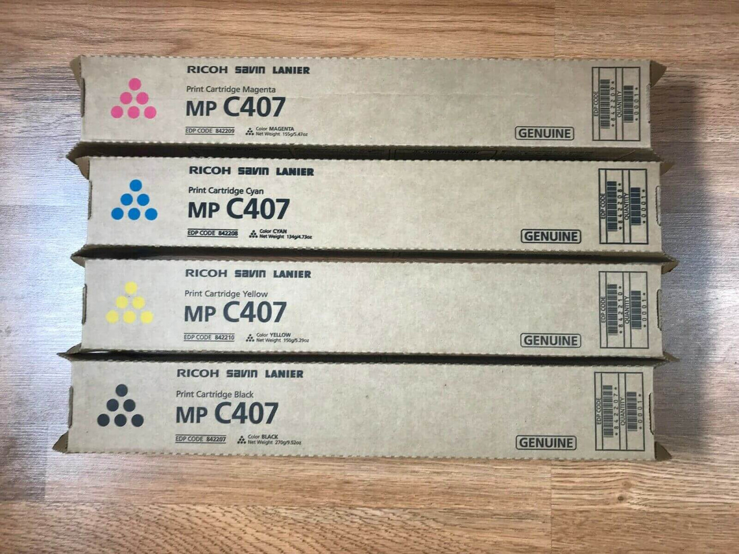 Genuine Ricoh Savin Lanier CMYK Print Cartiridge For MP C407 FedEx 2Day Air!! - copier-clearance-center