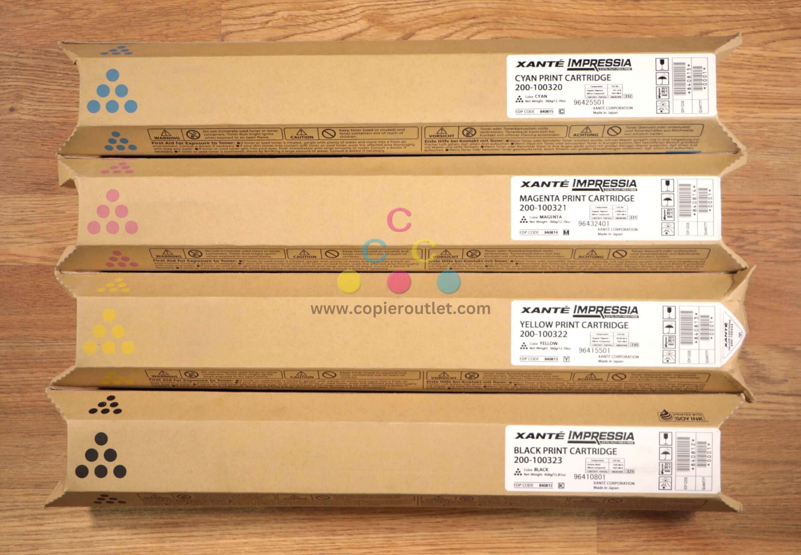 Genuine Xante Impressia CMYK Toner 200-100320-323 -EDP: 840812,13,14,1