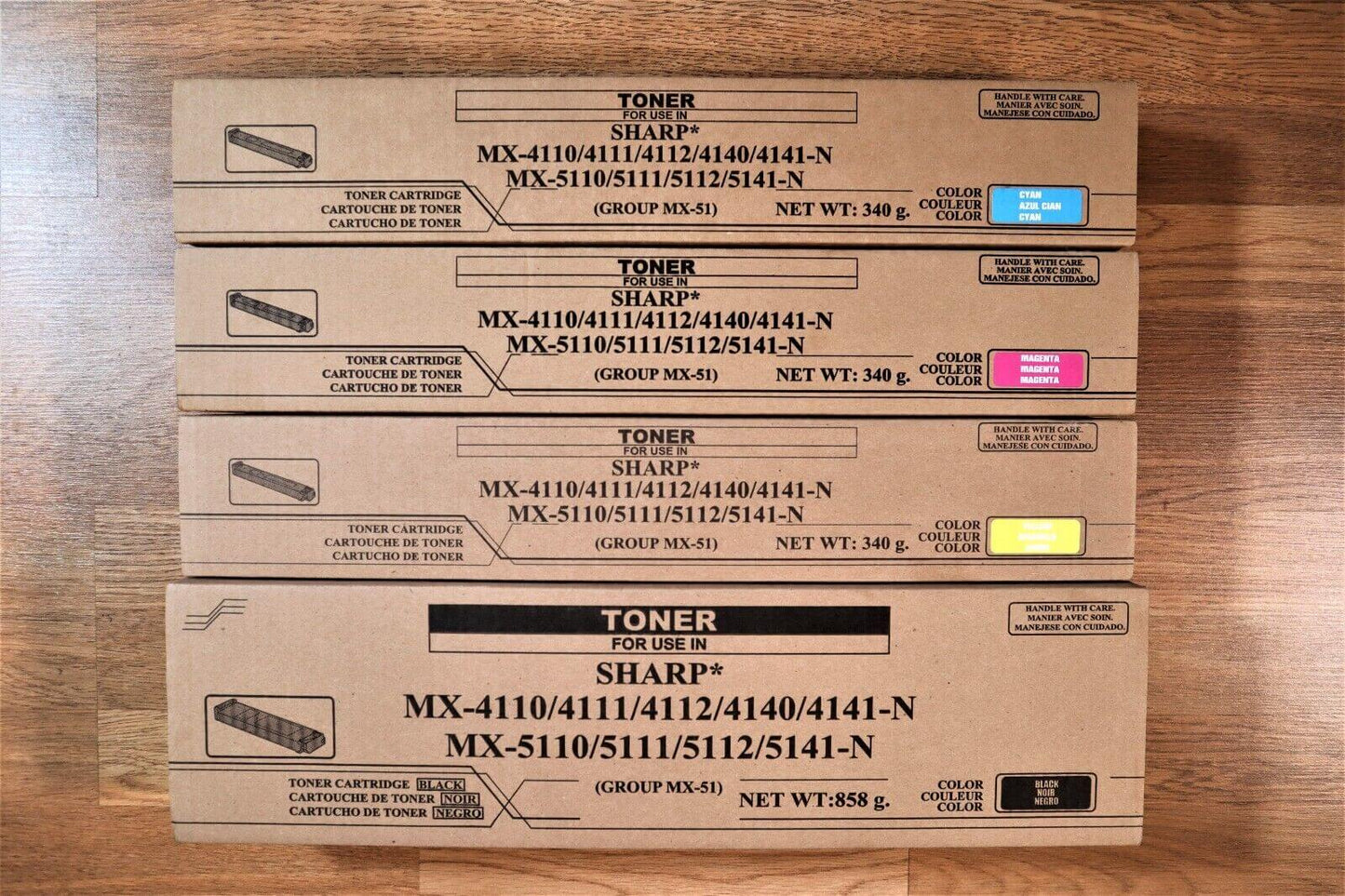 Compatible With Sharp MX-51NT CMYK Toner Set for MX-4110,4111N Same Day Shipping - copier-clearance-center