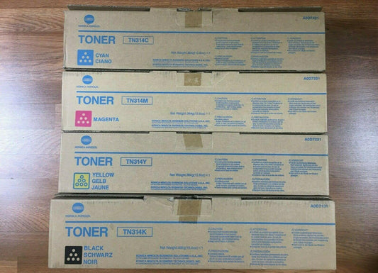 Genuine Konica TN314 CMYK Toner Set For Bizhub C353 and C353P - Same Day Ship!! - copier-clearance-center