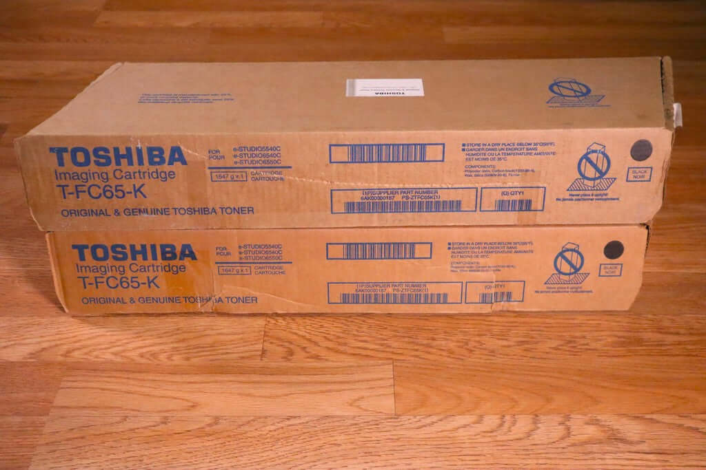 Open Lot Of 2 Toshiba T-FC65 Black Toner Cartridges e-STUDIO5540C/6540C/6550C - copier-clearance-center