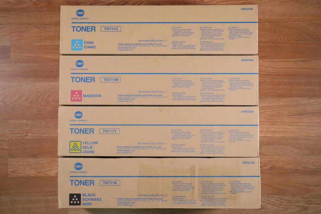 Konica Minolta TN711 CMYK Toner bizhub C654,C654e,C754,C754e Same Day Shipping!! - copier-clearance-center