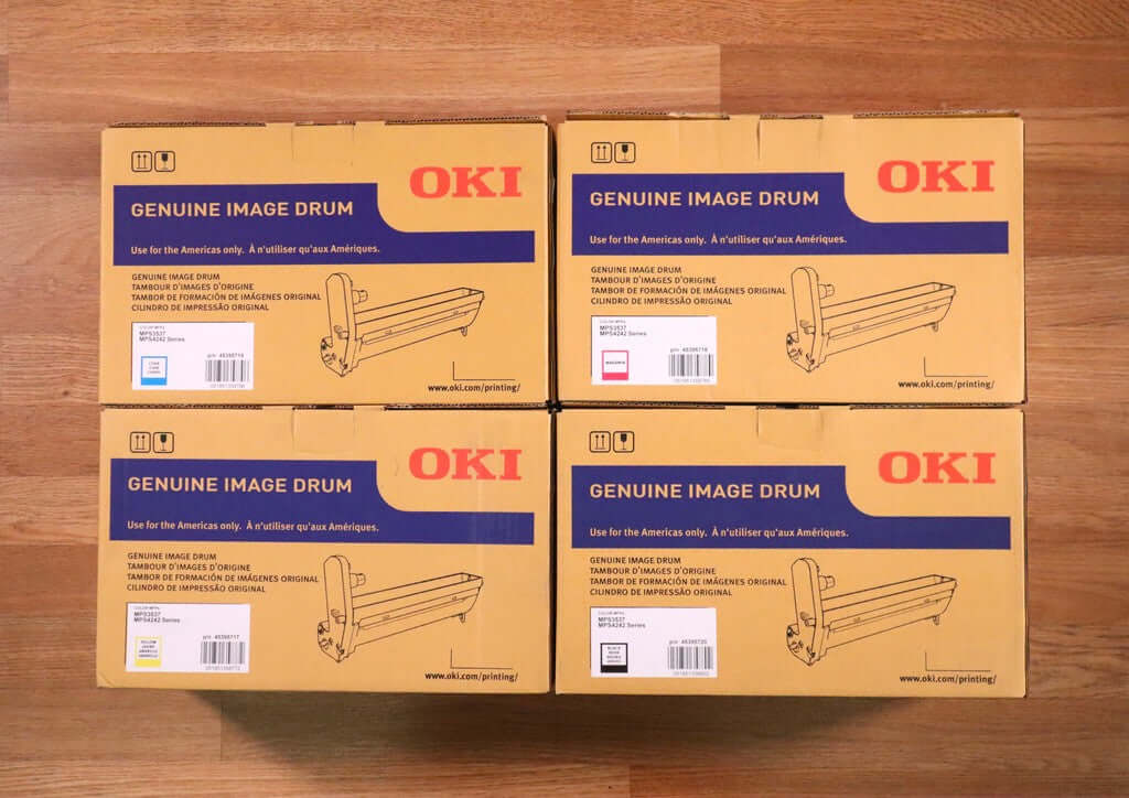 Oki CMYK Image Drum Set 45395717, 18, 19, 20 Color MFPs MPS3537, MPS4242 Series! - copier-clearance-center