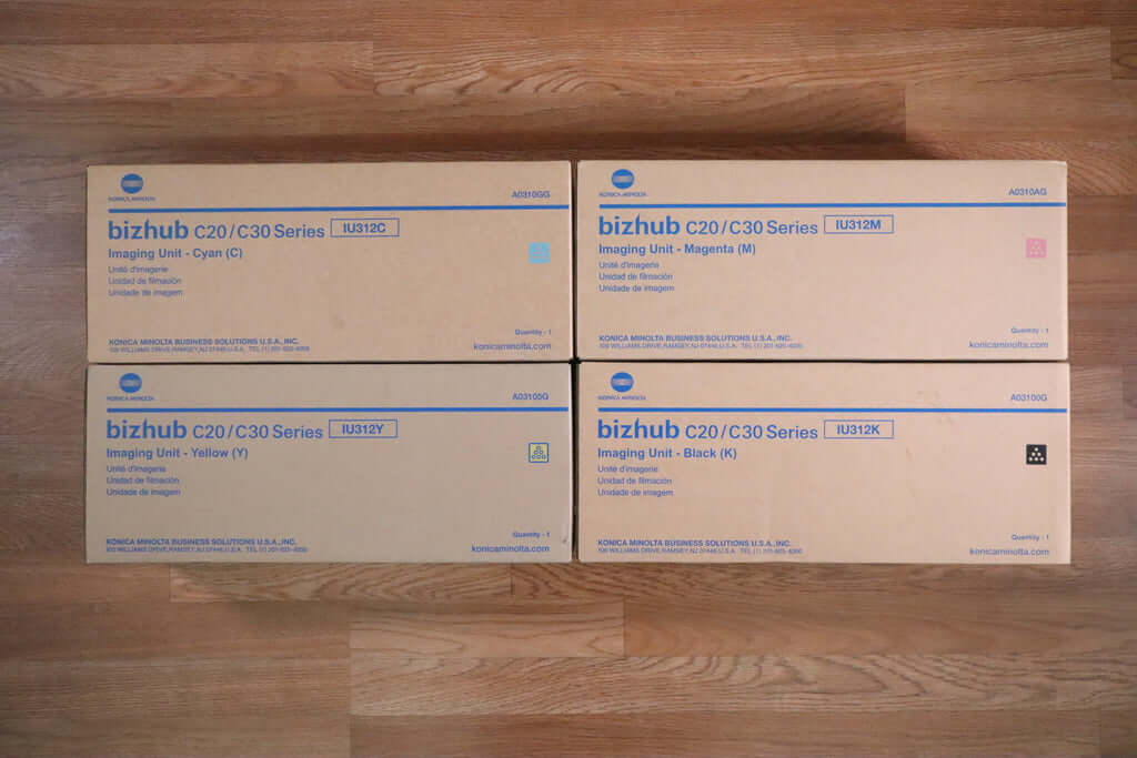 Genuine Konica Minolta IU312 CMYK Set bizhub C20/C30 Series Same Day Shipping!!! - copier-clearance-center