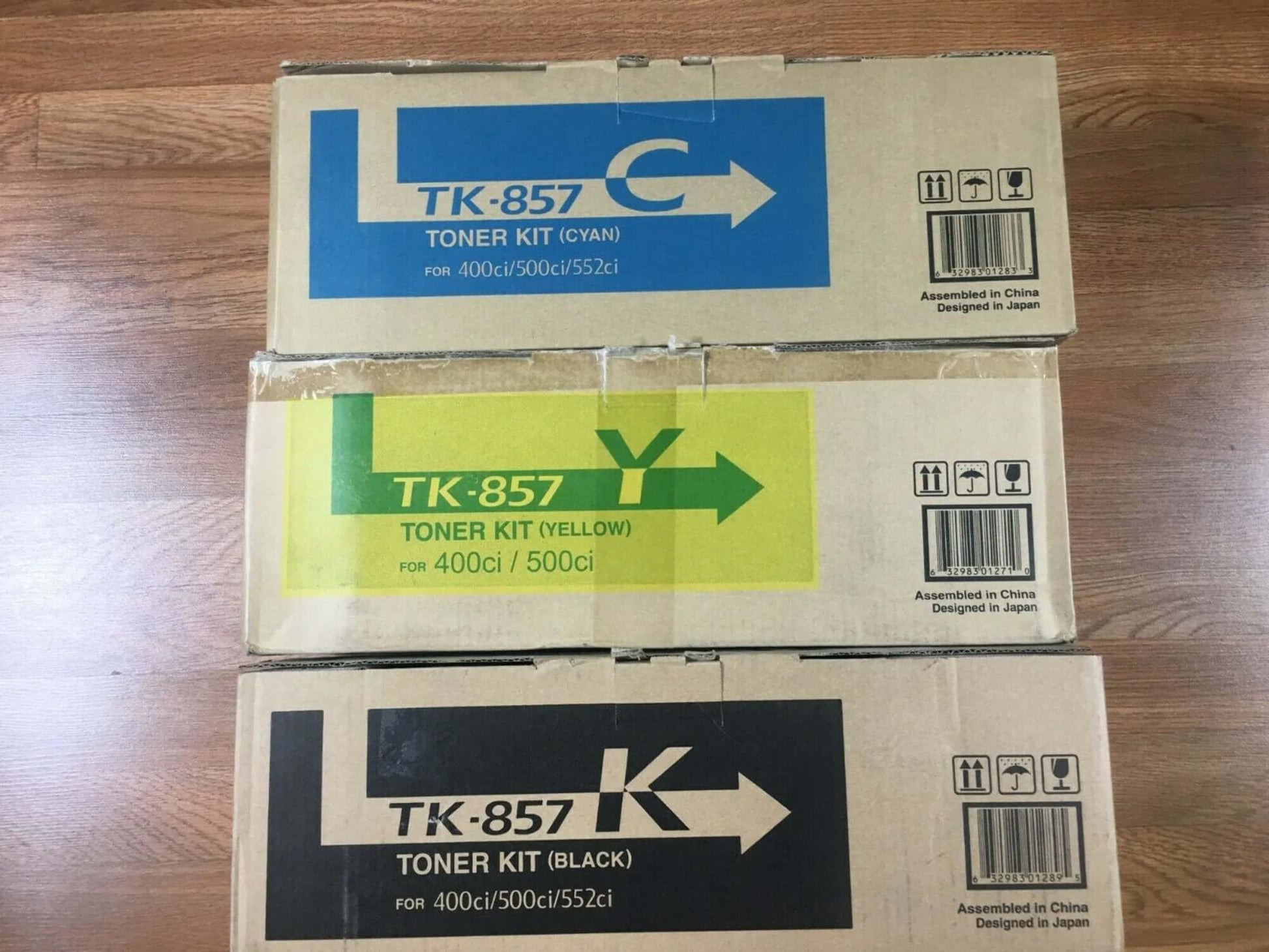 3 OEM Kyocera TK-857C TK-857Y TK-857K C,Y,K toners - No Waste Bottles FedEx 2Day - copier-clearance-center