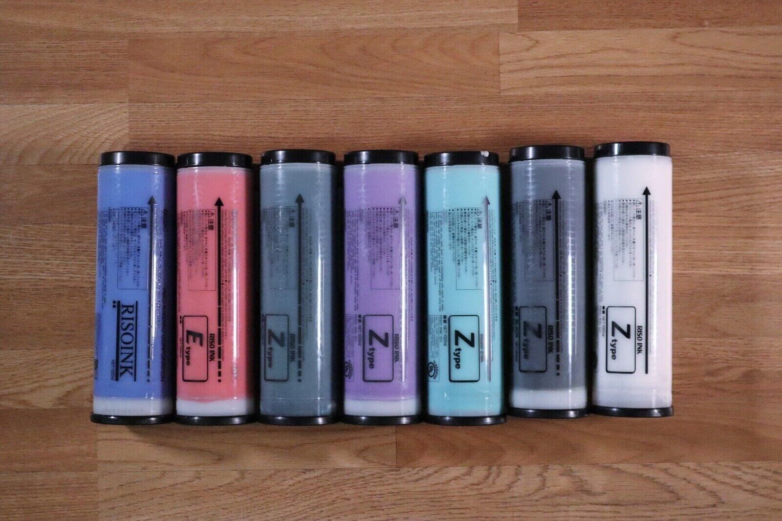 Mixed Lot Of 7 Riso Ink G1 B,R,G,P,T,K,W 1000ml Z type, E type Same Da