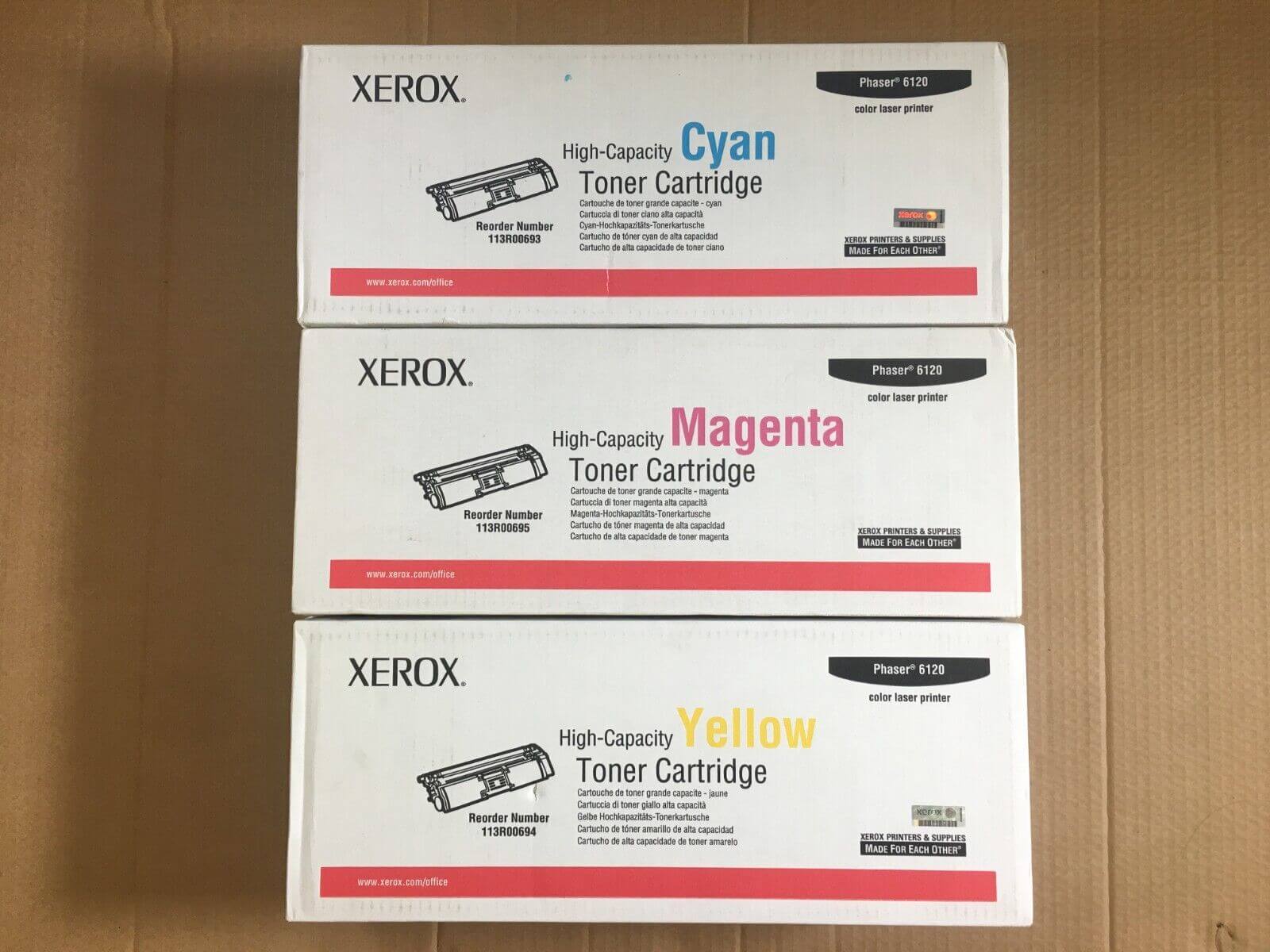 Genuine Xerox Phaser 6120 CMY High Capacity 113R00693 -95 - FedEx 2Day Air!! - copier-clearance-center