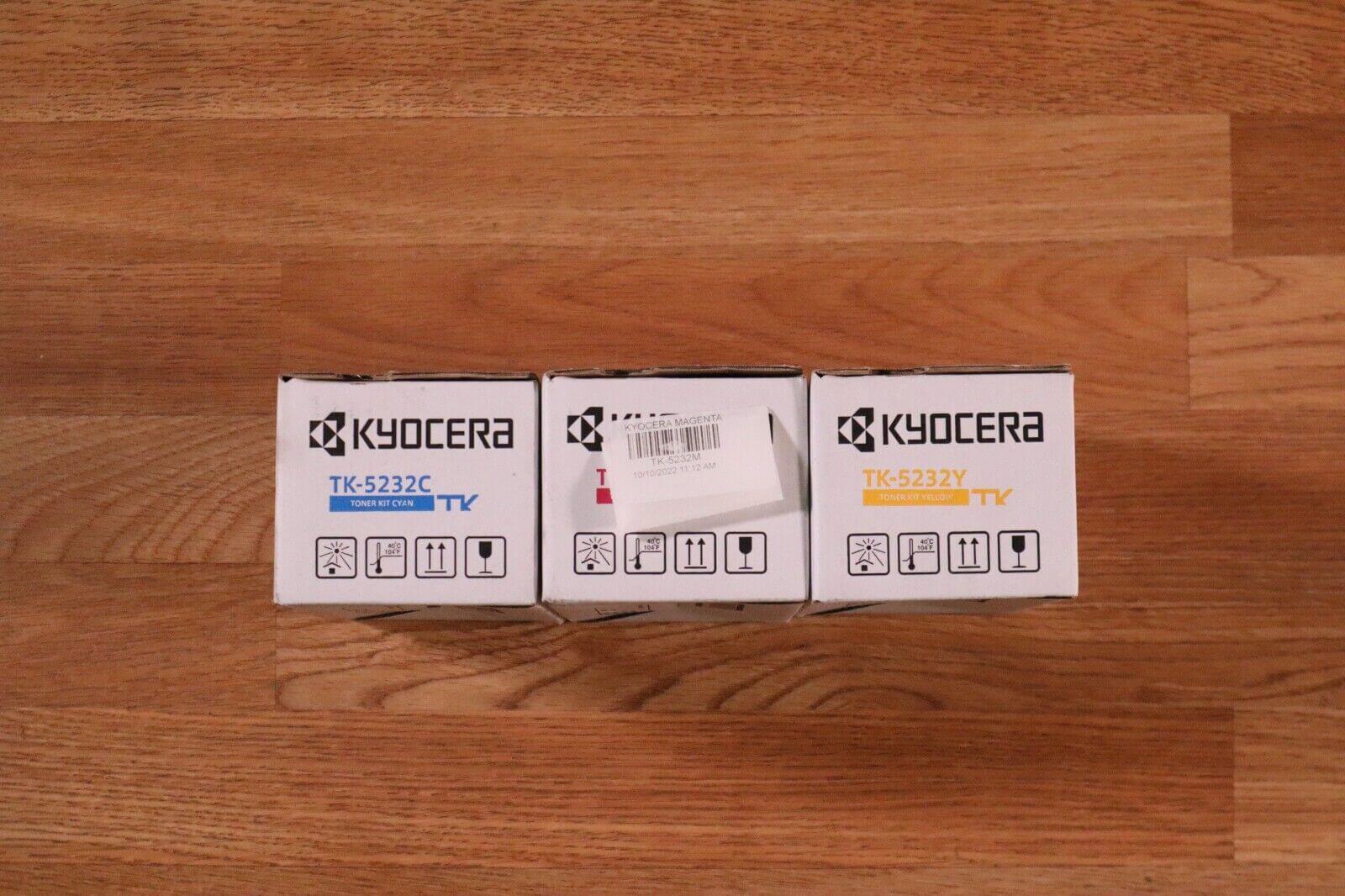 Lot Of 3 Kyocera TK-5232 Toner CMY ECOSYS P5021cdn /P5021cdw/M5521cdn FedEx 2Day - copier-clearance-center