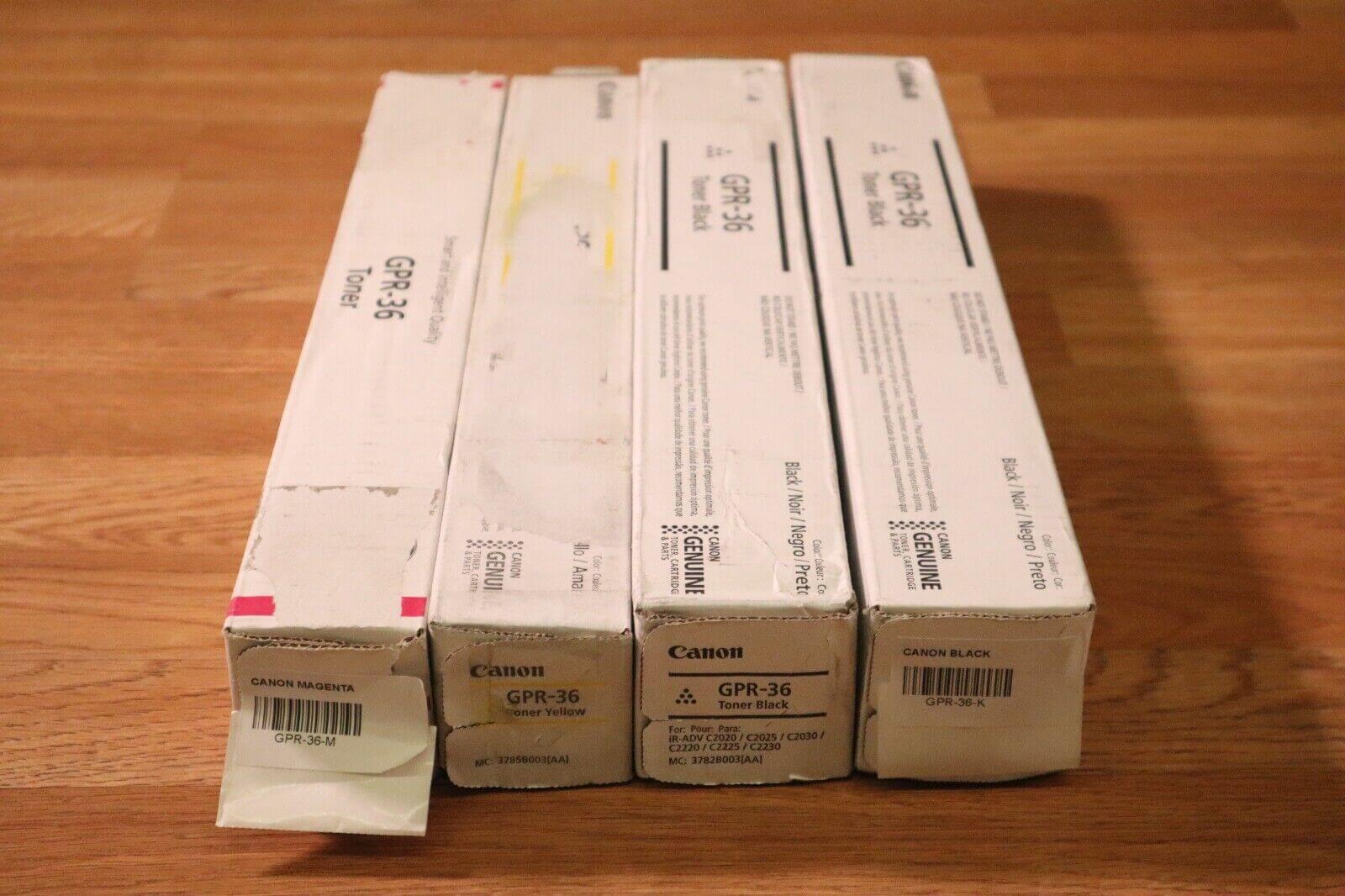 Lot of 4 Canon GPR-36 MYKK Toner Set For iR  C2020/C2025/C2030/C2220/C2225/C2230 - copier-clearance-center