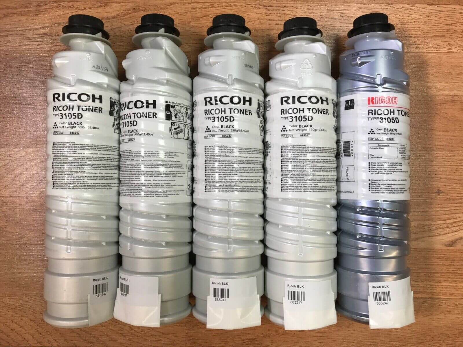 Lot Of 5 Ricoh Black Toners Type 3105D EDP Code: 885247 *Same Day Shipping!!* - copier-clearance-center