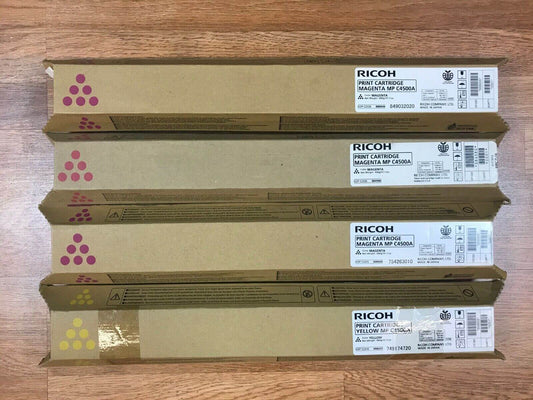 OEM Ricoh MP C4500A x3 M x1 Used Y Toner 888605,888606,884980 *FedEx 2Day Air! - copier-clearance-center