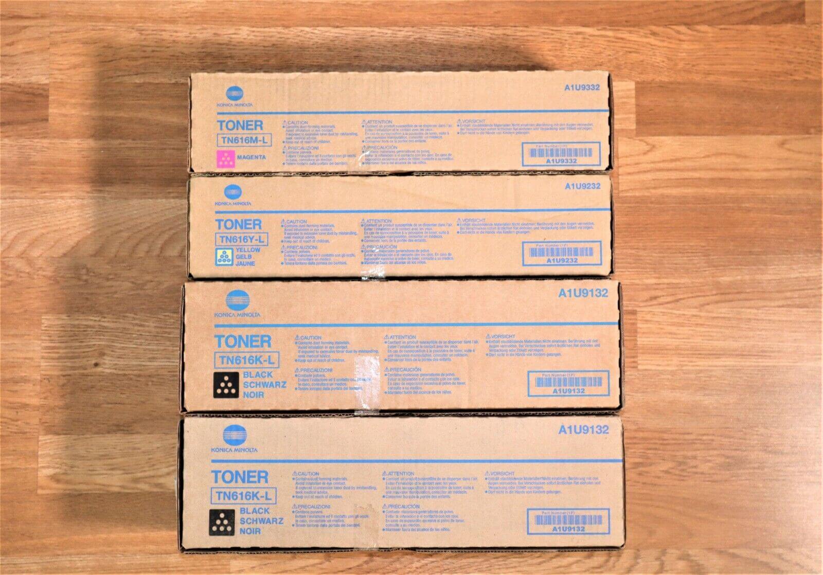 Genuine Lot Of 4 Konica TN616-L M,Y,K,K for BH C6000L With Same Day Shipping!! - copier-clearance-center