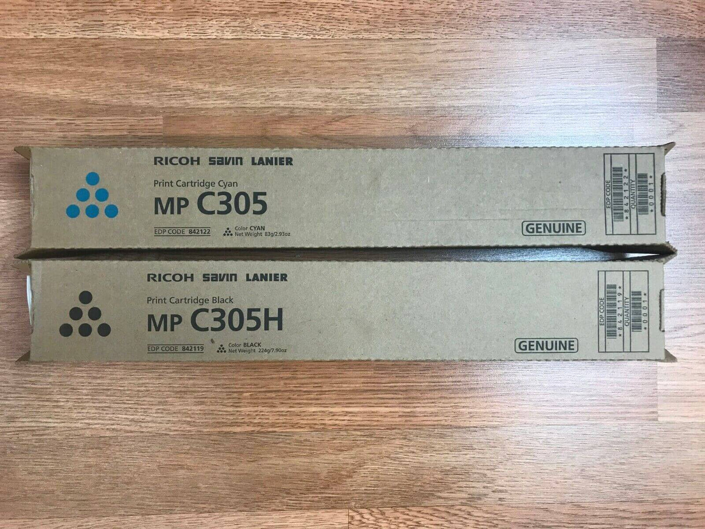 Lot Of 2 Used Genuine Ricoh MP C305/C305H CK 842119 & 842122 Same Day Shipping! - copier-clearance-center