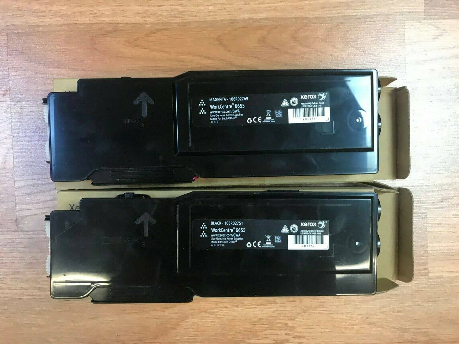 2 Used Xerox M&K High-Cap.Toner WorkCentre 6655 106R02745 & 106R02747 FedEx 2Day - copier-clearance-center