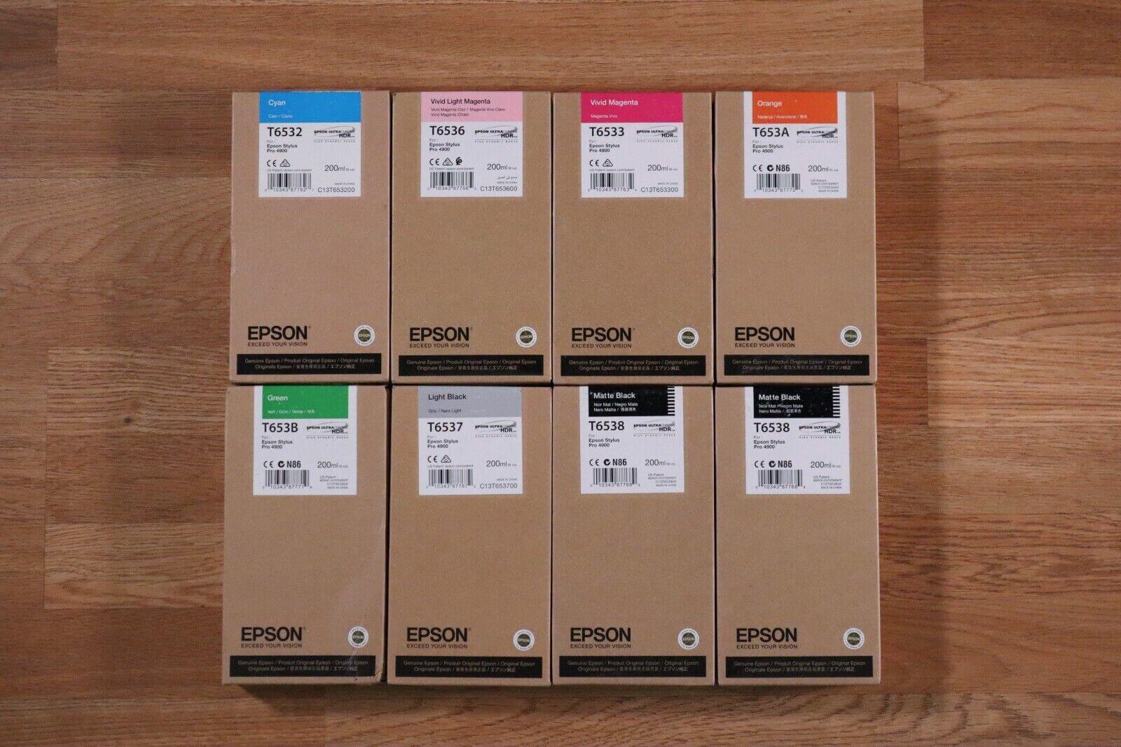 Epson HDR Ink C,LM,M,O,G,LK,MBK 200ml For Epson Stylus Pro 4900 Same Day Ship!! - copier-clearance-center