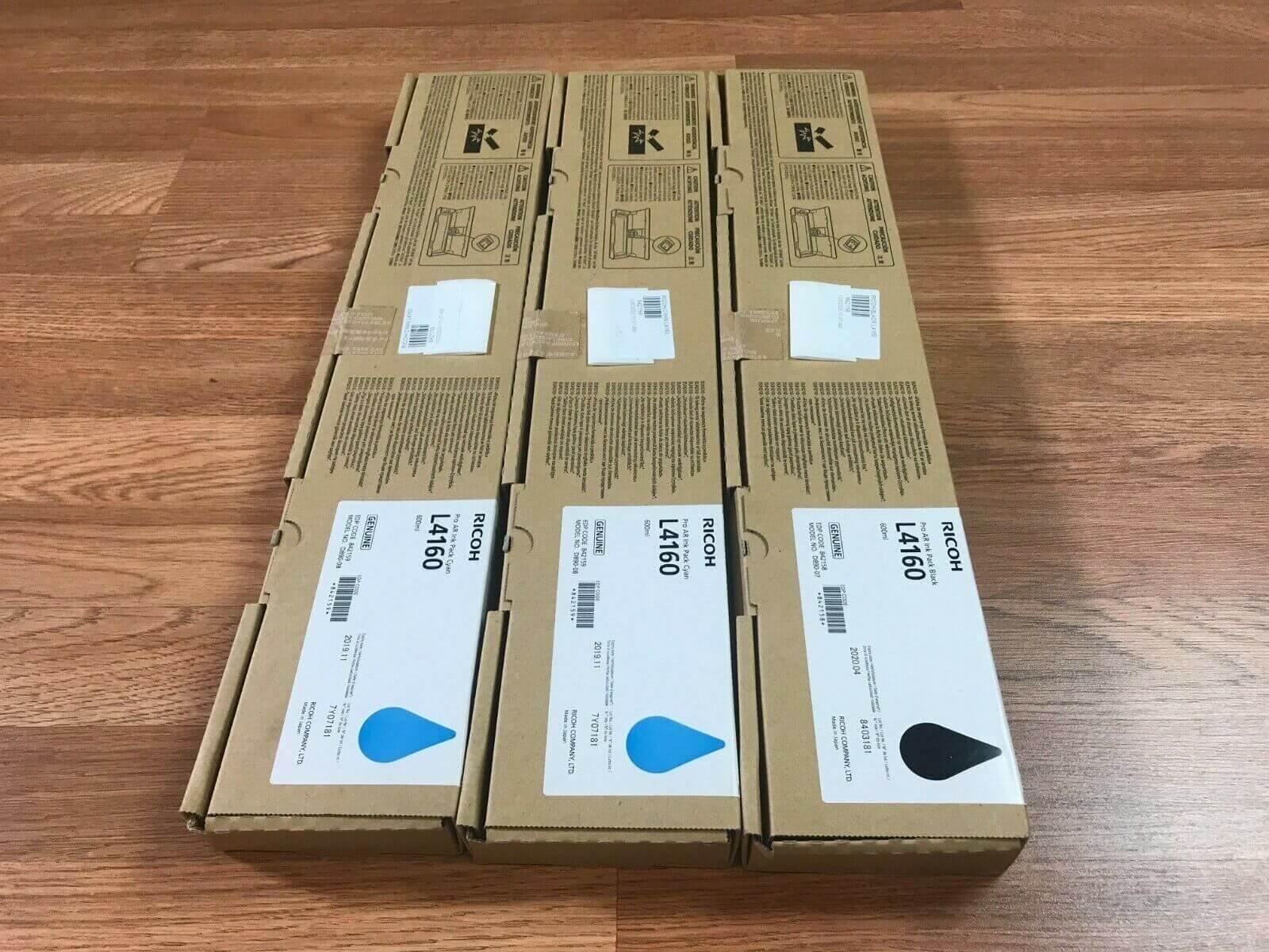 3 Ricoh Pro Ink Pack L4160 CCK 600ml EDP:842159, 842158 Exp.2019-2020 FedEx 2Day - copier-clearance-center