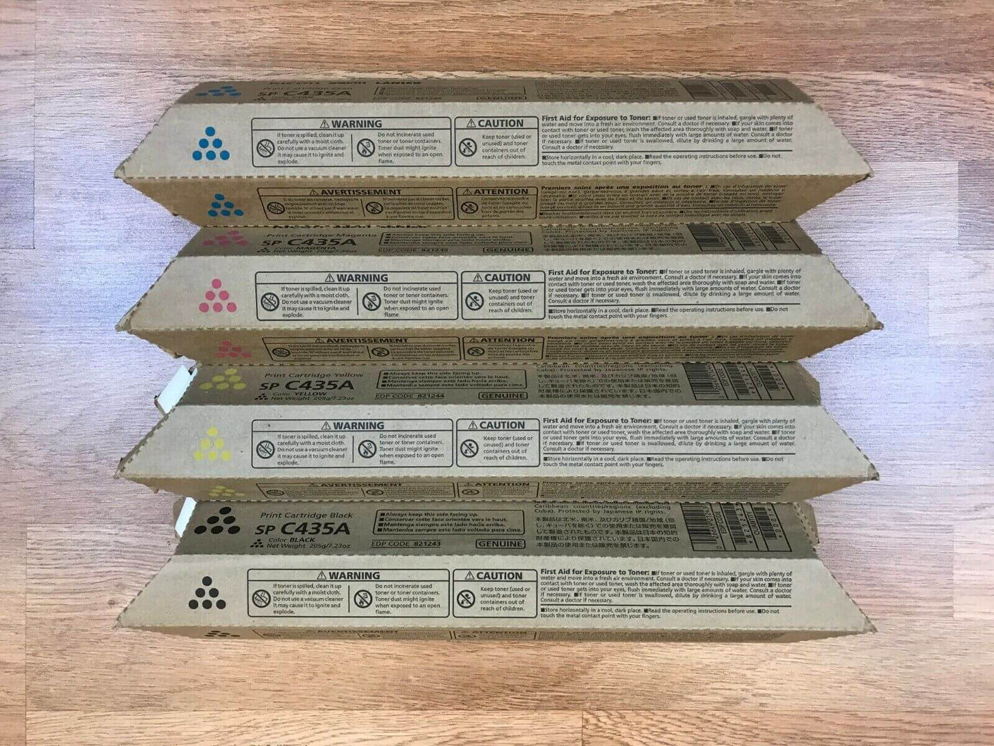 Ricoh Savin Lanier 821243, 44, 45, 46 CMYK SP C435A Print Cartridges FedEx 2Day! - copier-clearance-center