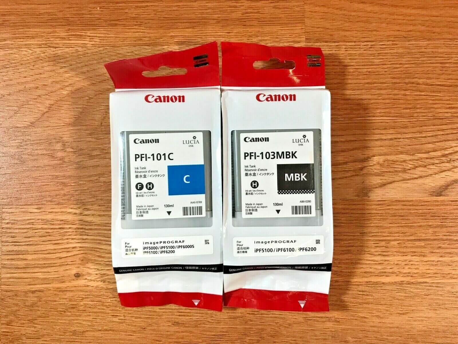 Canon PFI-101C & PFI-103MBK For iPF5100/iPF6100/iPF6200 EXP.2021 Same Day Ship!! - copier-clearance-center