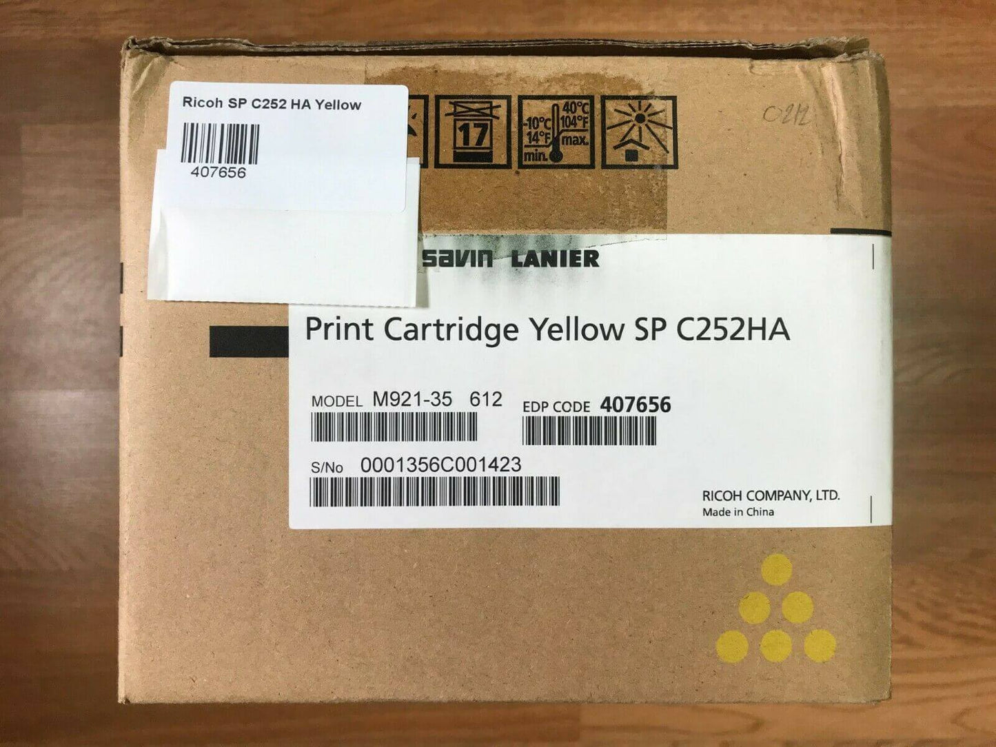 New-Bad Box Ricoh SP C252HA Yellow Print Cartridge 407656 *Same Day Shipping!!!* - copier-clearance-center