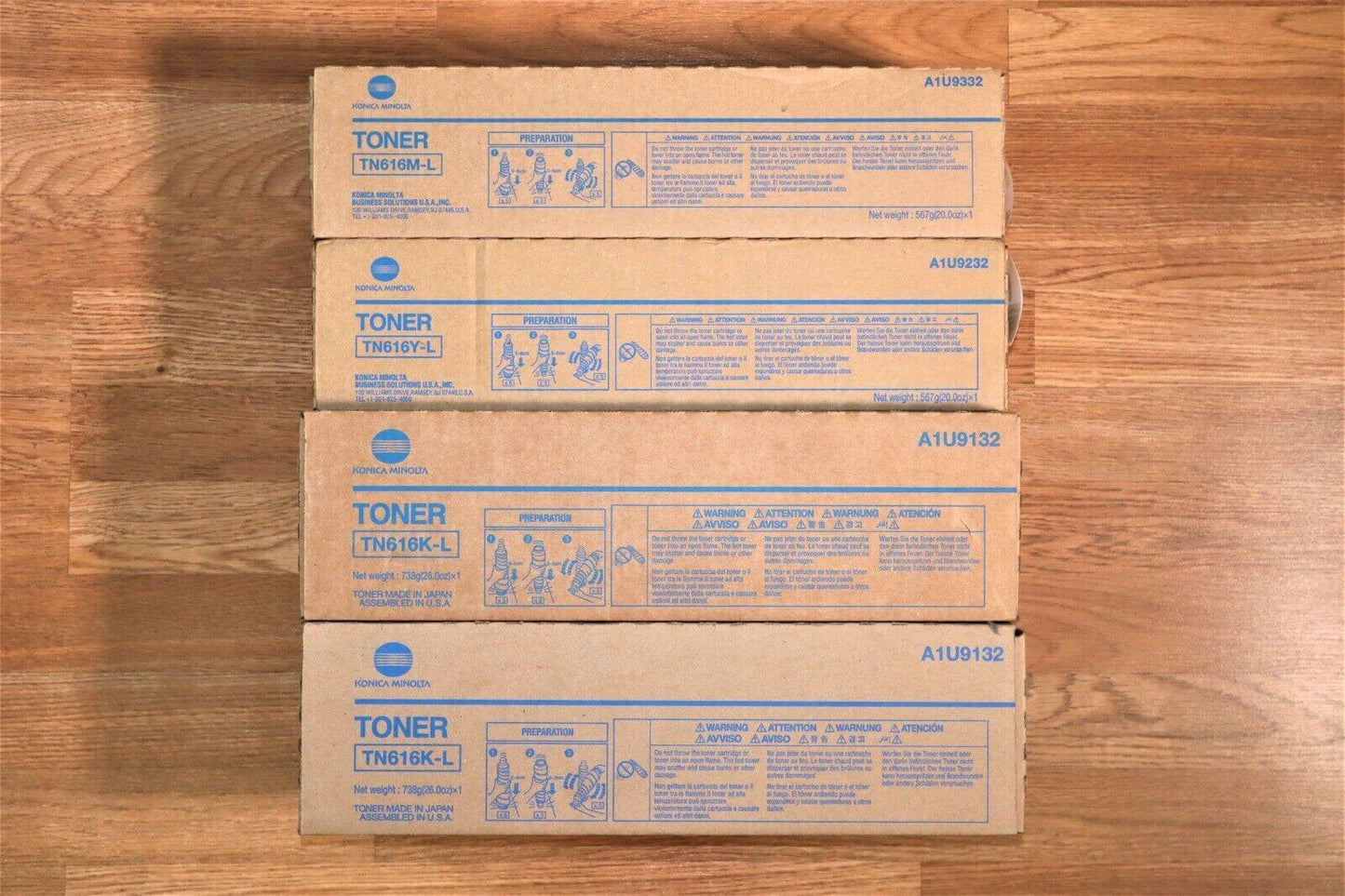 Genuine Lot Of 4 Konica TN616-L M,Y,K,K for BH C6000L With Same Day Shipping!! - copier-clearance-center