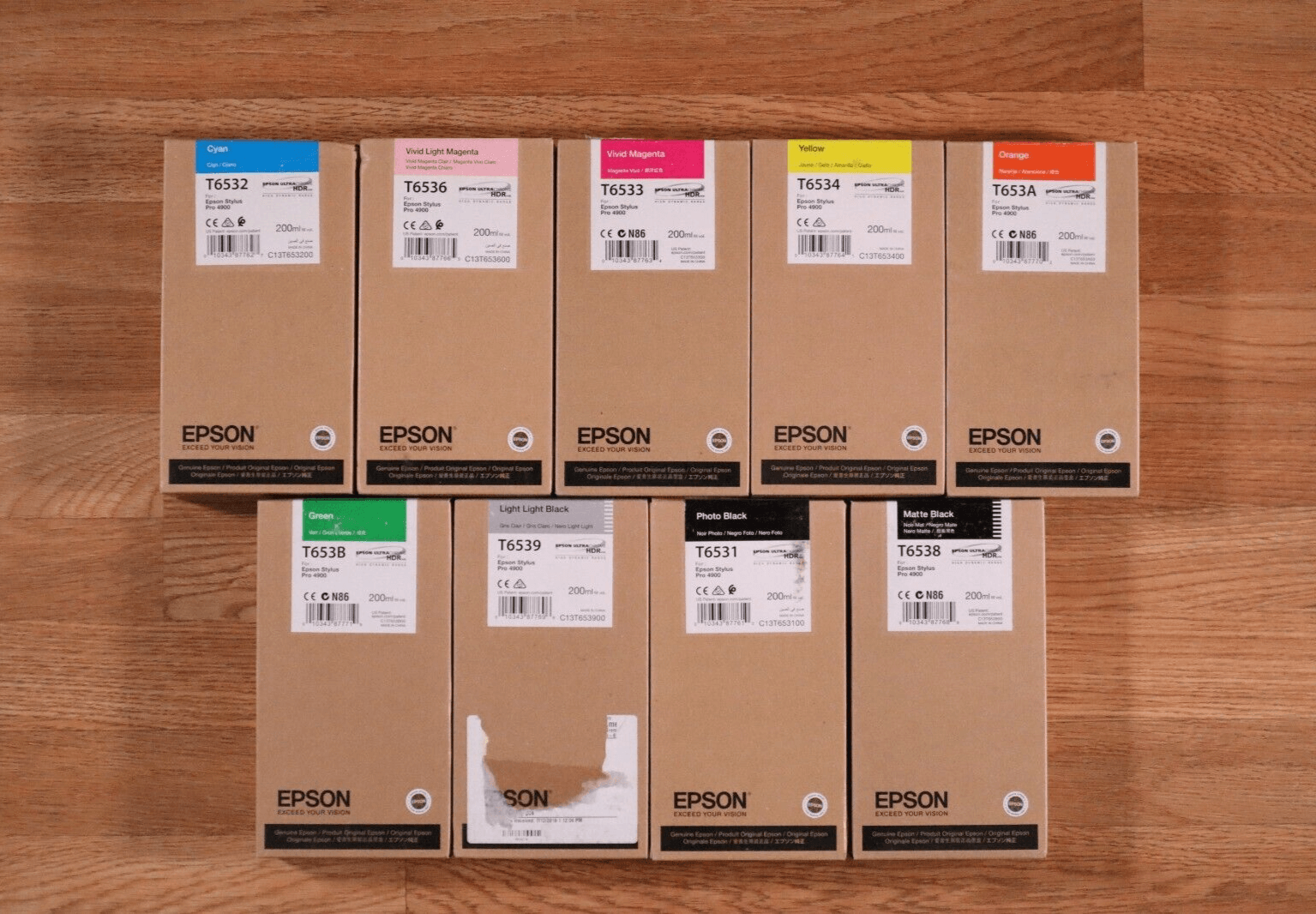 9 Epson HDR Ink C,LM,M,Y,O,G,LK,PK,MBK 200ml For Epson Stylus Pro 4900 Same Day! - copier-clearance-center