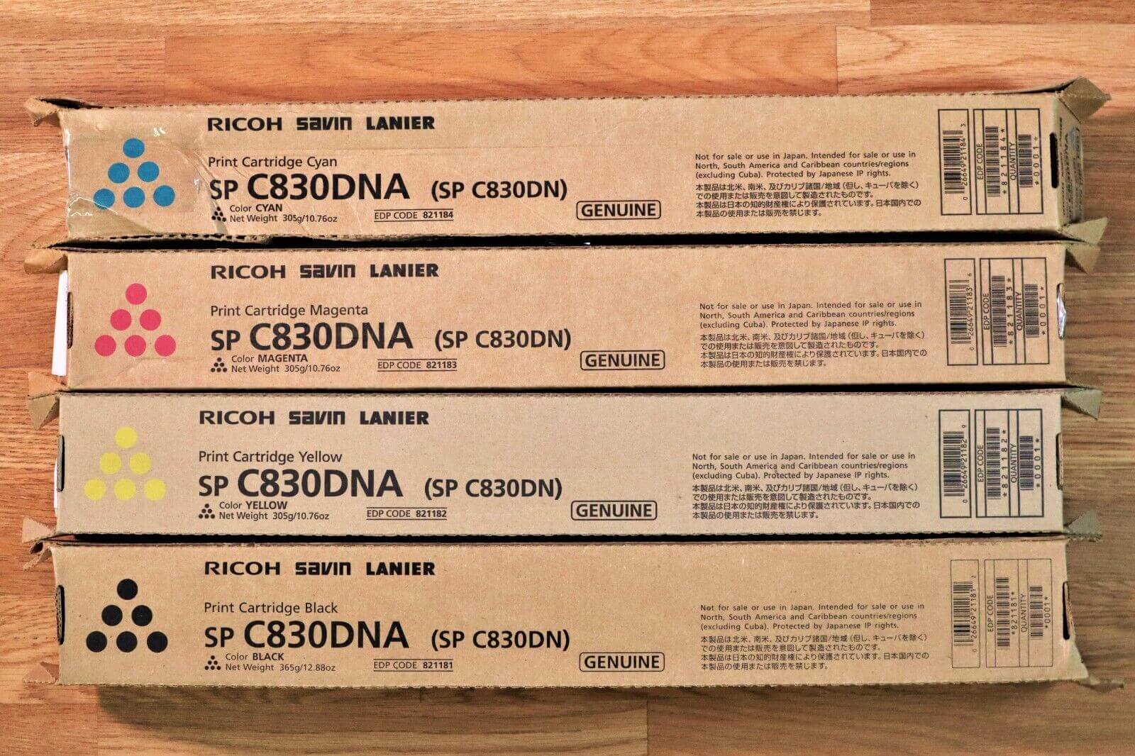 Genuine Ricoh SP C830DNA CMYK Toner 821181,82,83,84 SP C830DN C831DN Same Day!! - copier-clearance-center