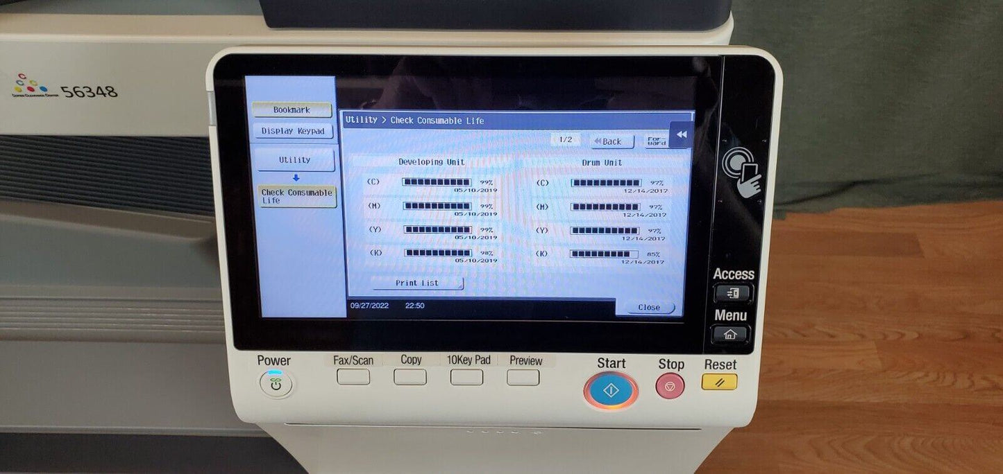 Demo Unit Konica Minolta Bizhub C258 Color Copier Printer Scan Fax Low 16K Usage - copier-clearance-center