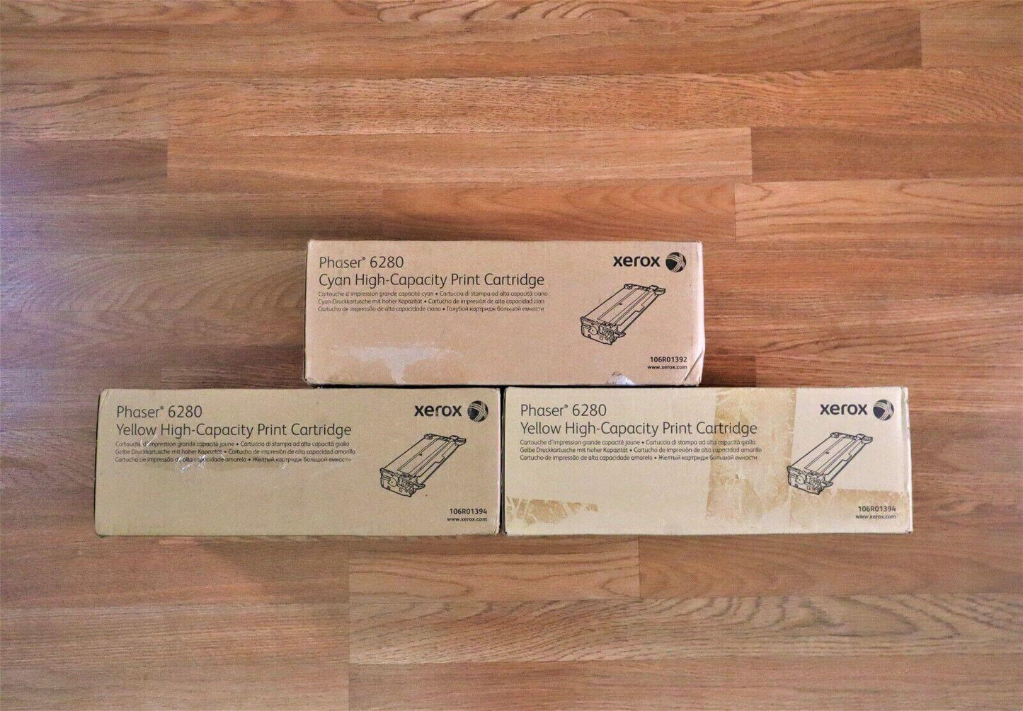 Lot Of 3 Xerox Phaser6280 Cyan/Yellow Toner 106R01392 106R01394 For 6280DN,6280N - copier-clearance-center