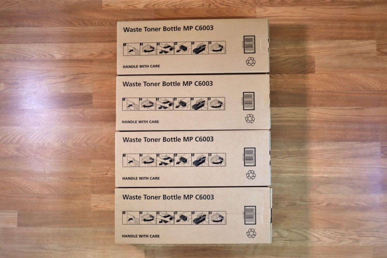 OEM Lot of 4 Ricoh MP C6003 Waste Toner Bottles EDP:416890 Same Day Shipping!! - copier-clearance-center