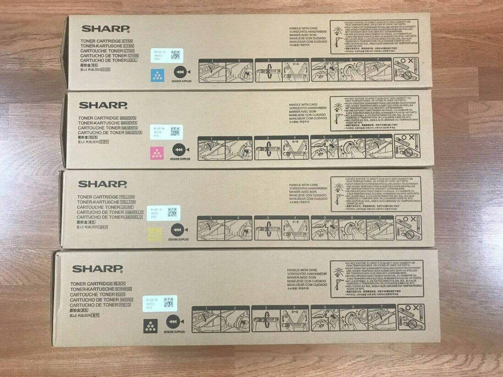 Genuine Sharp MX-62NT CMYK Toner Set For MX-6204N 6500N 6040N Same Day Shipping! - copier-clearance-center