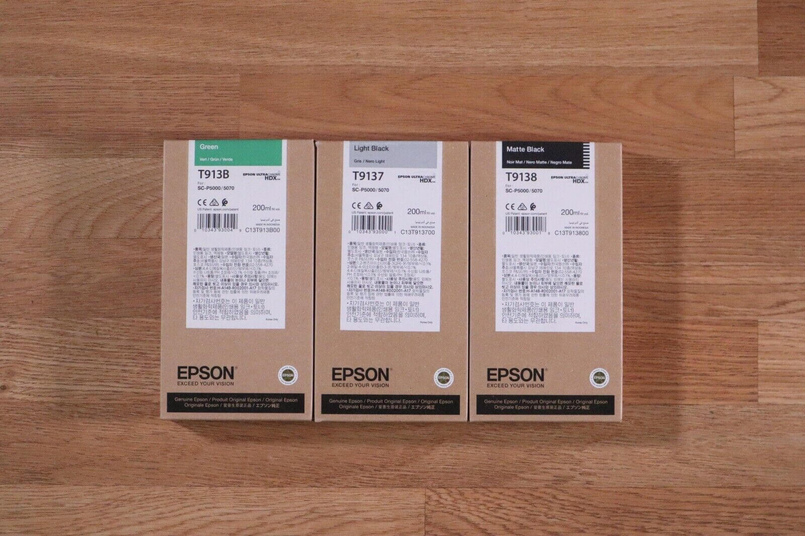 Epson HDR Ink G,LK,MBK 200ml T913B T9137 T9138 For  SC-P5000/5070 EXP. 2022-2023 - copier-clearance-center