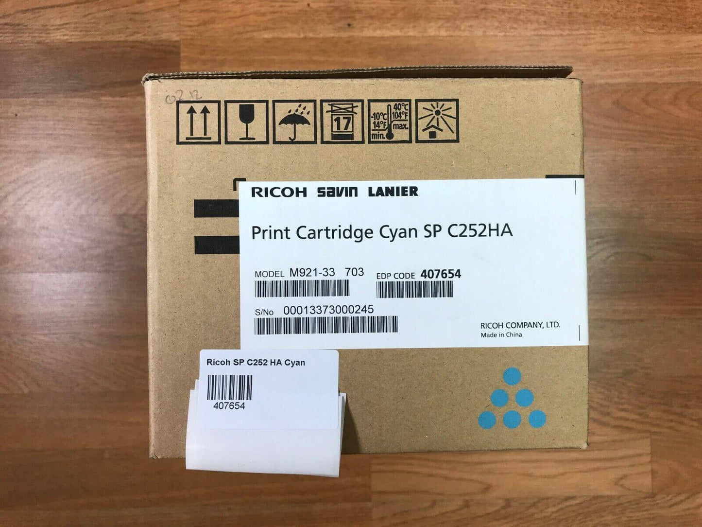 Barely Used Ricoh SP C252HA 407654 Cyan Print Cartridge - Same Day Shipping!!!!! - copier-clearance-center