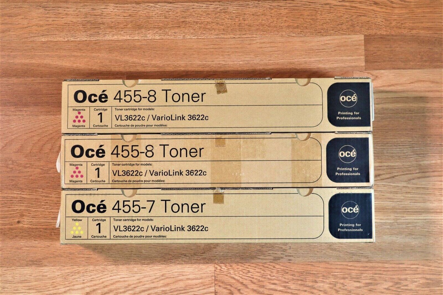 Genuine Lot Of 3 OCE 455-7,8 M,M,Y Toner for VarioLink 3622c Same Day Ship!! - copier-clearance-center