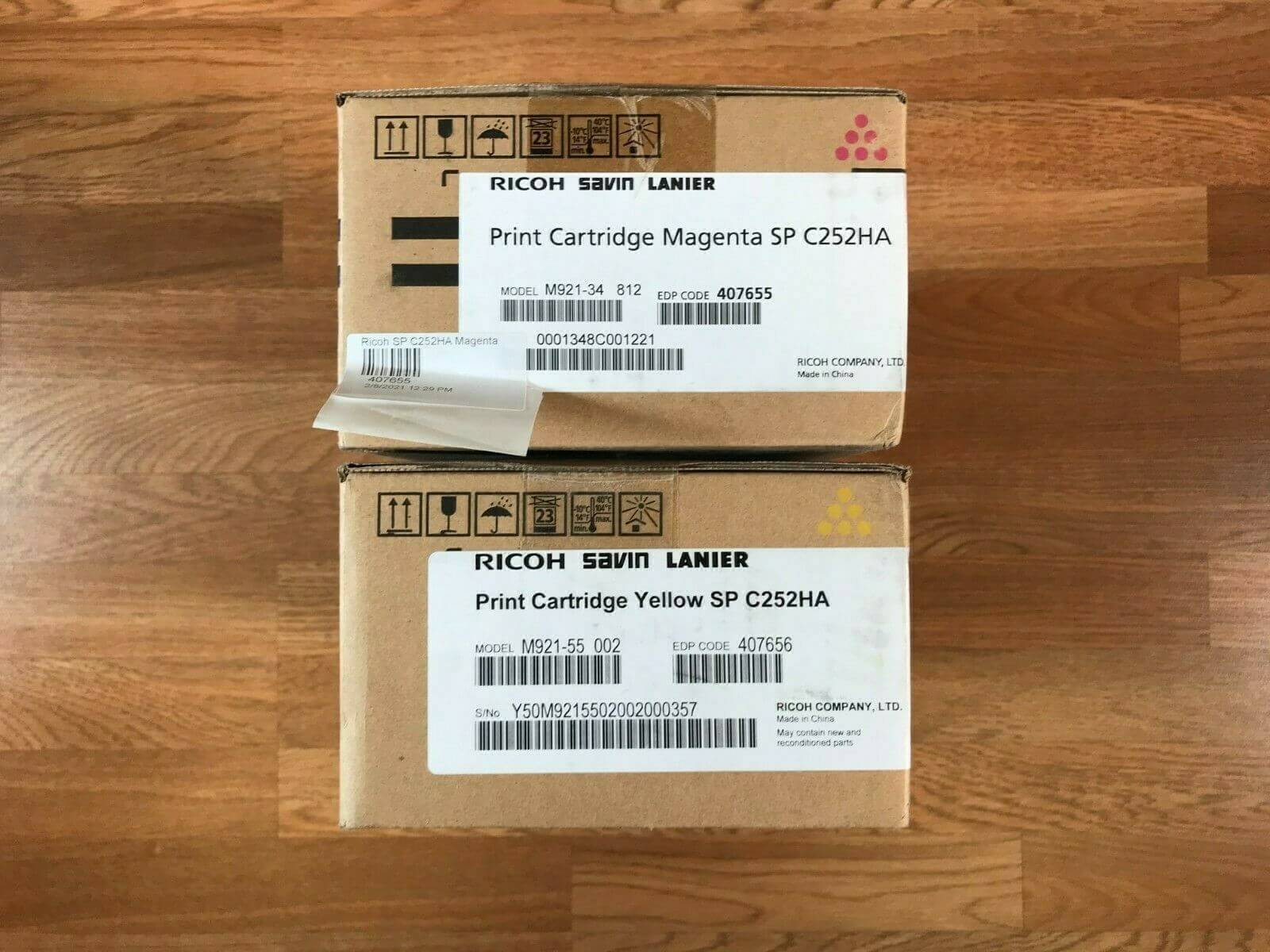 2 Ricoh SP C252HA MY Print Cartridge Set EDP: 407655 & 407656 Same Day Ship!! - copier-clearance-center