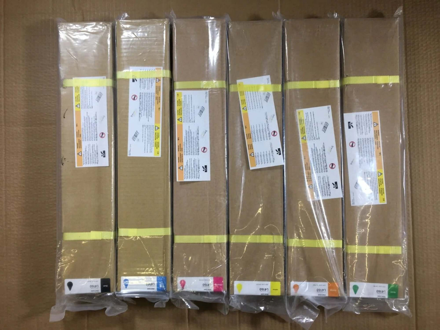 6 Ricoh Pro Ink Pack L4160 CMYKOG 600ml 841976-81 Exp.2014-2015 Same Day Ship!! - copier-clearance-center