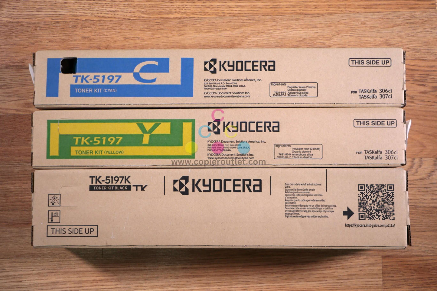 Lot of 3 Kyocera TK-5197 CYK Toner TASKalfa 306ci/307ci/308ci Same Day Shipping! - copier-clearance-center