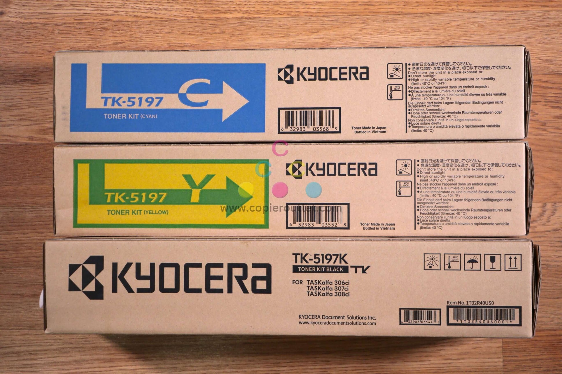 Lot of 3 Kyocera TK-5197 CYK Toner TASKalfa 306ci/307ci/308ci Same Day Shipping! - copier-clearance-center