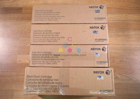 Lot of 4 Xerox Drum Set 013R00663 and 013R00664 Color 550, 560, 570, C60,C70 - copier-clearance-center