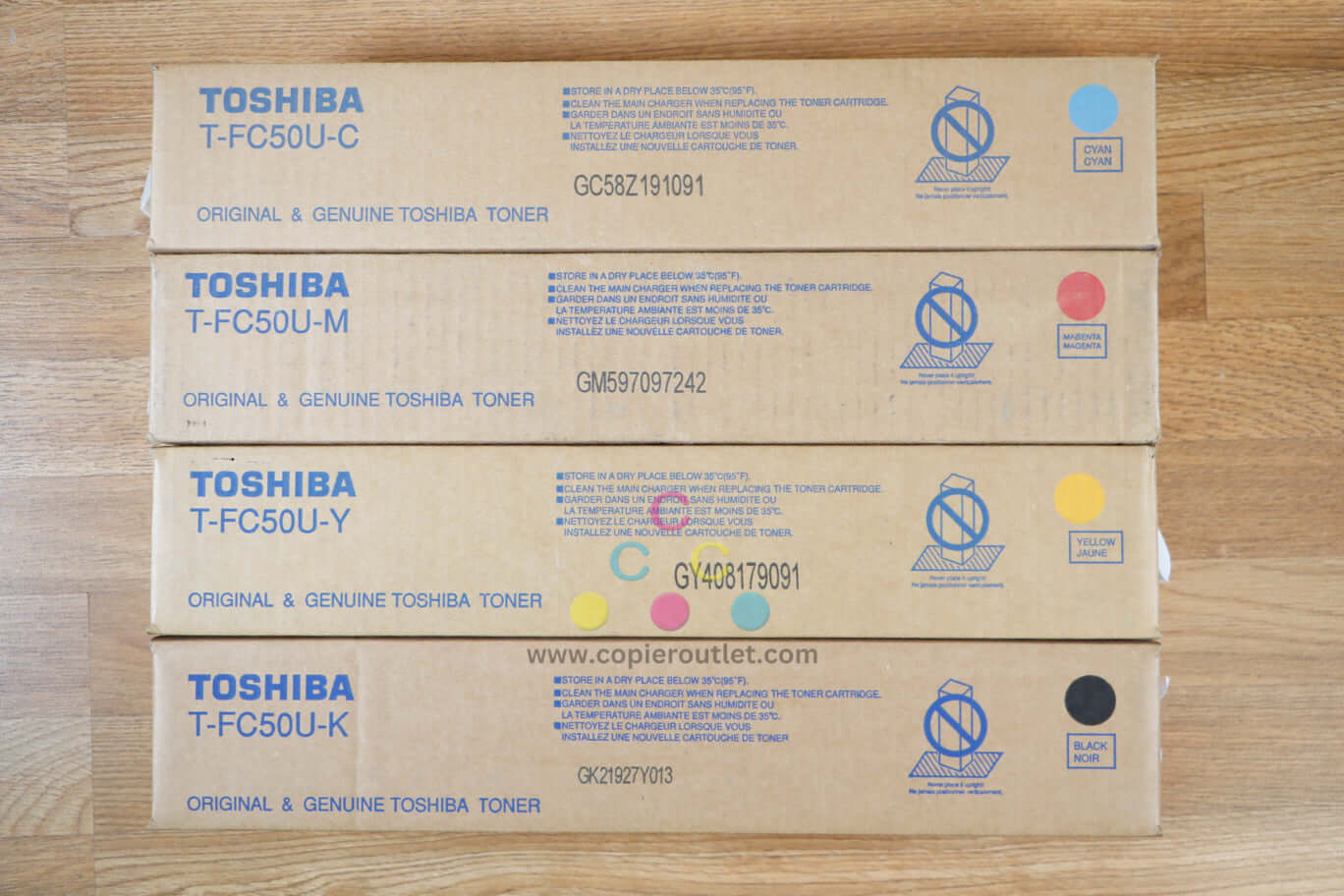 Genuine Toshiba T-FC50U CMYK Toner Cartridges eSTUDIO 2555C/5055CG Same Day Ship