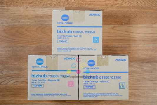 Konica Minolta TNP48 CMY Toner Cartridges Bizhub C3850/C3350 Same Day Shipping!!