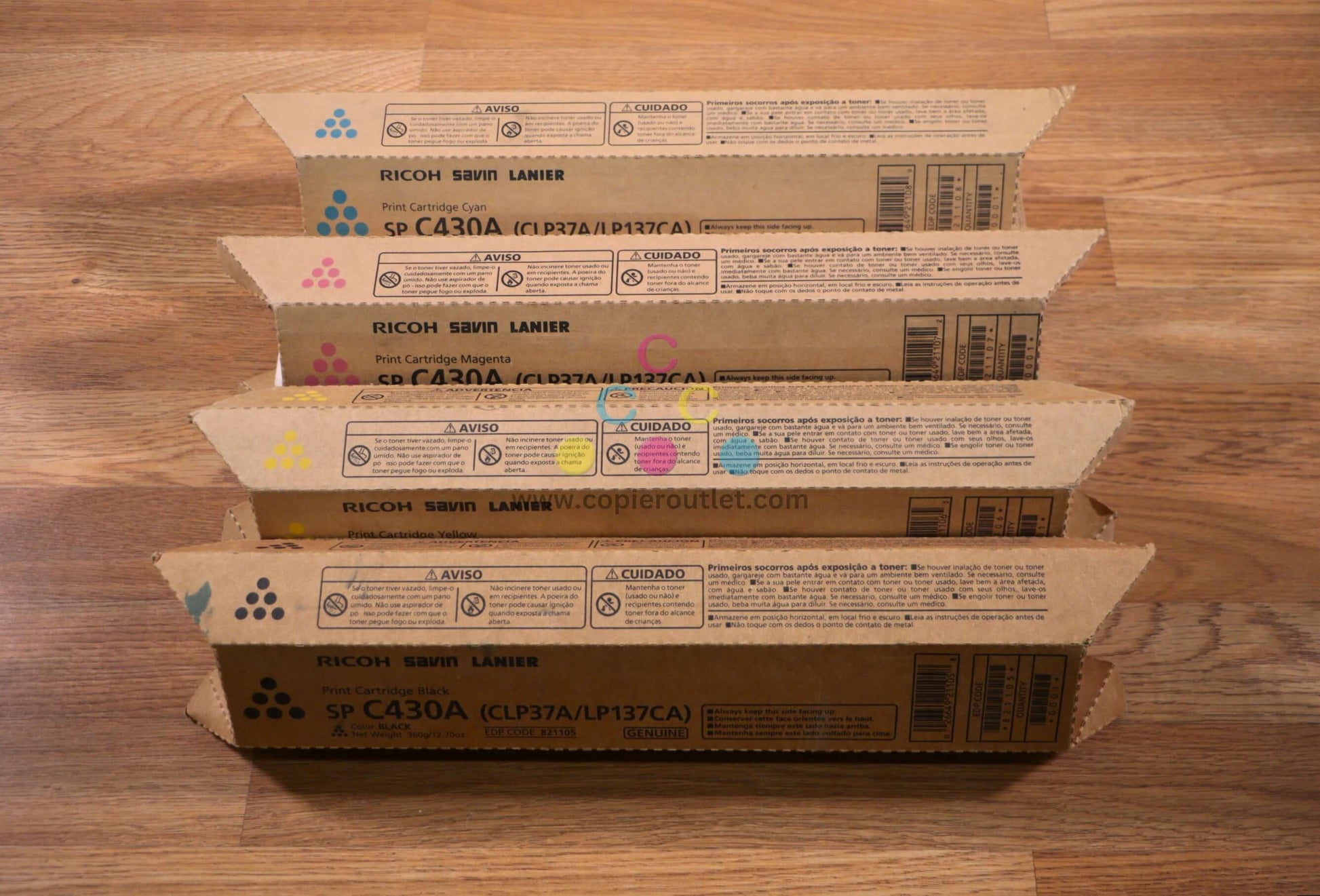 Ricoh SP C430A CMYK Toner Set 821105,06,07,08 CLP37A/LP137CA Same Day Shipping!! - copier-clearance-center