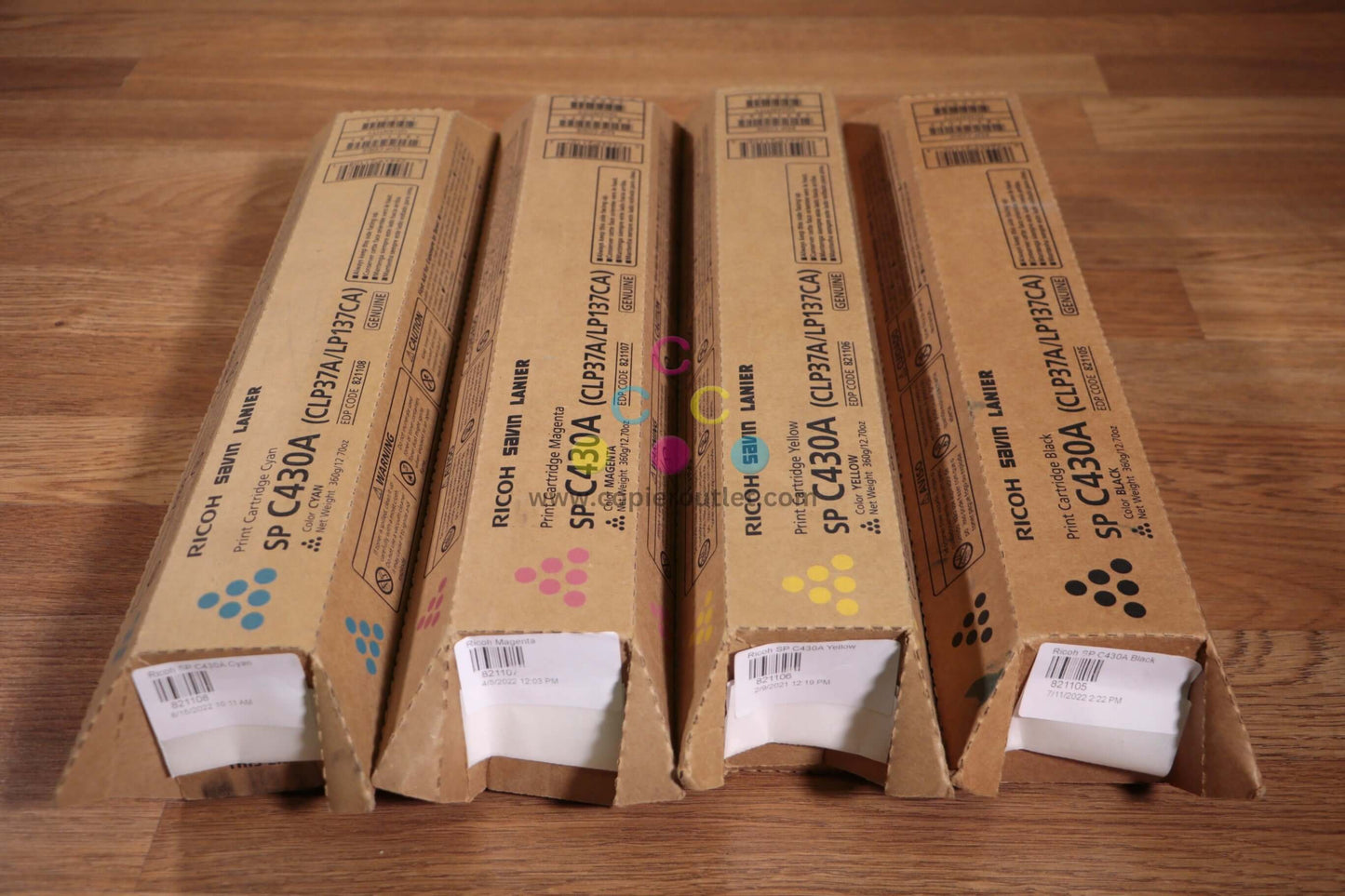 Ricoh SP C430A CMYK Toner Set 821105,06,07,08 CLP37A/LP137CA Same Day Shipping!! - copier-clearance-center